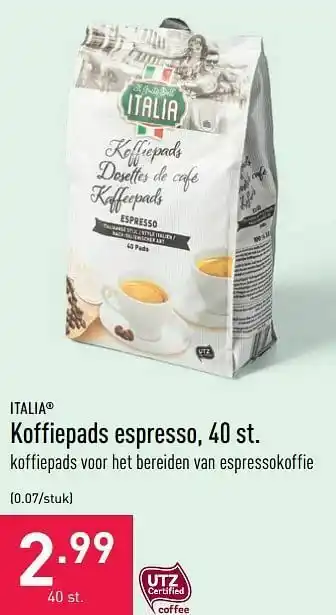 ALDI Koffiepads espresso aanbieding