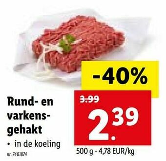 Lidl Rund- en varkensgehakt aanbieding