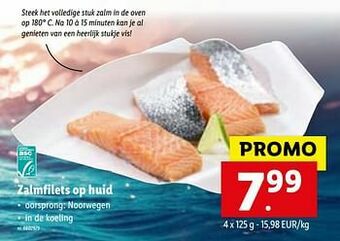 Lidl Zalmfilets op huid aanbieding