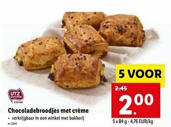 Lidl Chocoladebroodjes met crème aanbieding