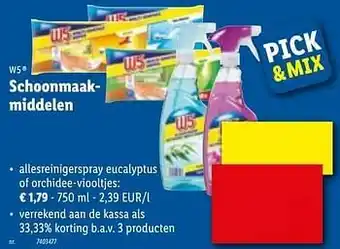Lidl Schoonmaakmiddelen allesreinigerspray eucalyptus of orchidee-viooltjes aanbieding