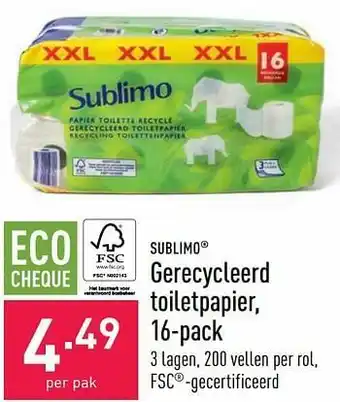 ALDI Gerecycleerd toiletpapier aanbieding