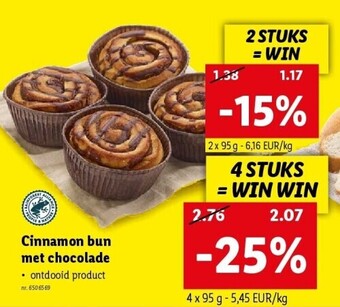 Lidl Cinnamon bun met chocolade aanbieding