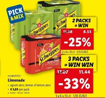 Lidl Schweppes Limonade aanbieding