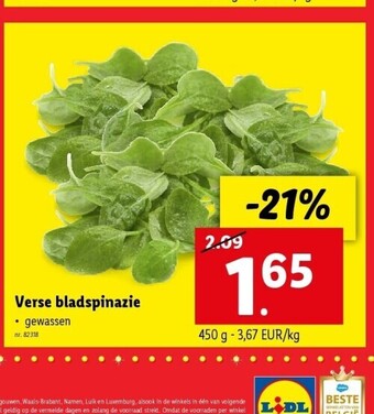 Lidl Verse bladspinazie aanbieding