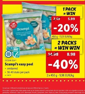 Lidl Scampi‘s easy peel aanbieding
