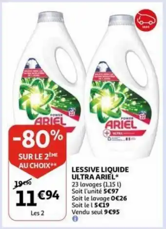 Auchan Ariel lessive liquide ultra 23 lavages (1,15L) aanbieding