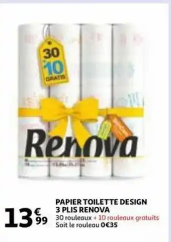 Renova papier toilette design 3 plis 30 rouleaux