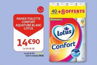 Auchan Lotus papier toilette confort aquatube blanc aanbieding
