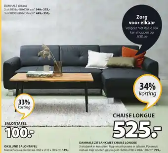 Jysk Zitbank met chaise lounge Damhale aanbieding