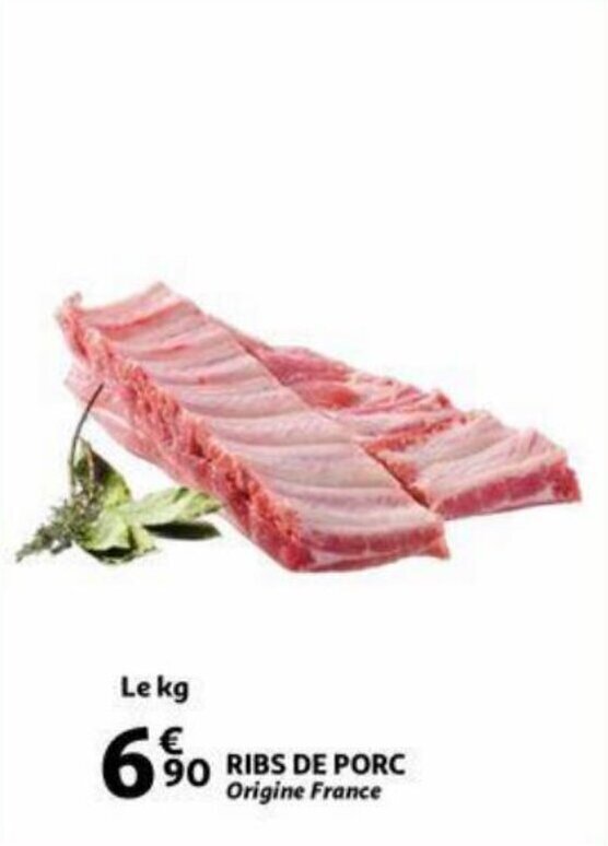 Ribs de porc le kg promotie bij Auchan