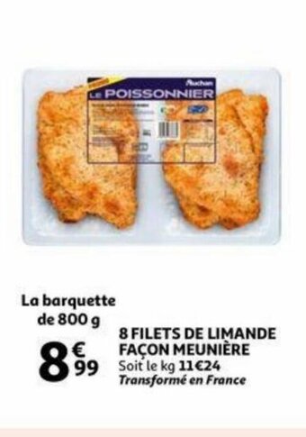 Auchan 8 filets de limande facon meuniere la barquette de 800g aanbieding