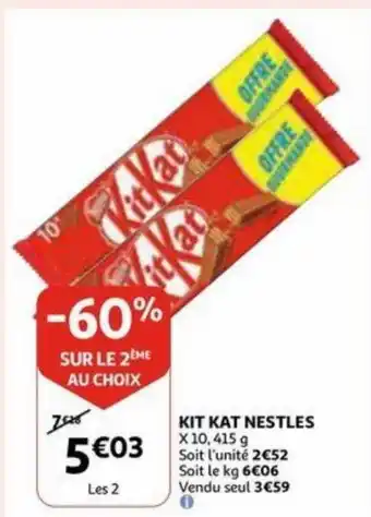 Auchan Kit kat nestles x10, 415g aanbieding