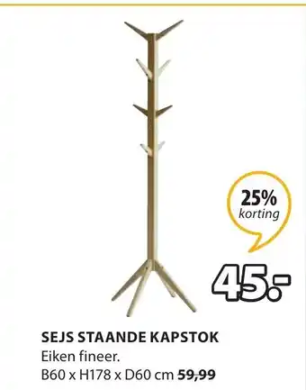 Jysk Kapstok staande Sejs aanbieding