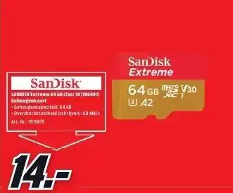 Sandisk Extreme 64 GB Class 10(186491) Geheugenkaart microSD