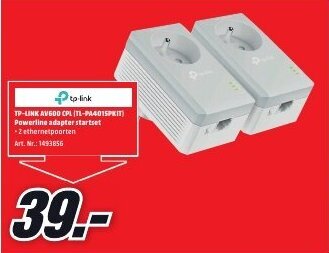 MediaMarkt TP-Link AV600 CPL (TL-PA4015PKIT) Powerline adapter startset aanbieding
