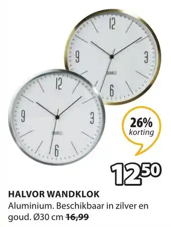 Jysk Wandklok Halvor aanbieding