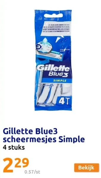 Gillette blue3 scheermesjes simple 4 stuks