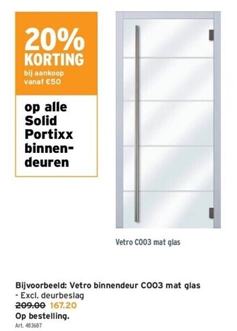 GAMMA Vetro binnendeur c003 mat glas aanbieding
