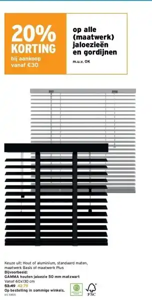 GAMMA Gamma houten jaloezie 50 mm matzwart aanbieding