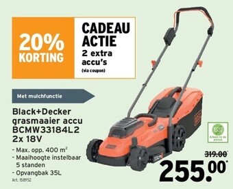 GAMMA Black+decker grasmaaier accu bcmw33184l2 2x 18v aanbieding