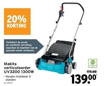 GAMMA Makita verticuteerder uv3200 1300w aanbieding