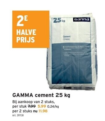 GAMMA Gamma cement 25 kg aanbieding