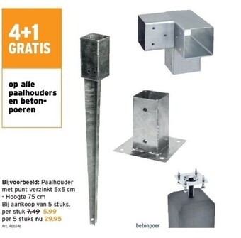 GAMMA Paalhouder met punt verzinkt 5x5 cm aanbieding