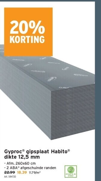 GAMMA Gyproc® gipsplaat habito® dikte 12,5 mm aanbieding