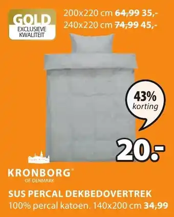 Kronborg Dekbedovertrek Sus Percal 140*200 cm