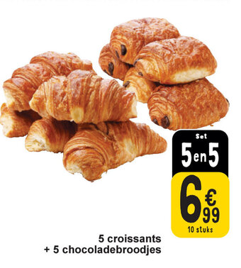Cora 5 croissants + 5 chocoladebroodjes aanbieding