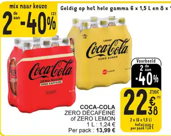 Cora Coca-Cola Zero Decafeine of Zero Lemon 2 x (6 x 1.5L) aanbieding