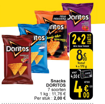 Cora Doritos Snacks 4 x 170g aanbieding