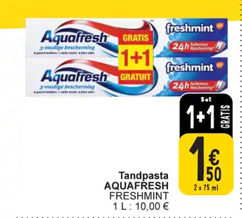 Cora Aquafresh Tanpasta Freshmint 2 x 75ml aanbieding