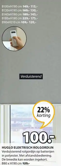 Jysk Elektrisch rolgordijn Huglo 80*190cm aanbieding