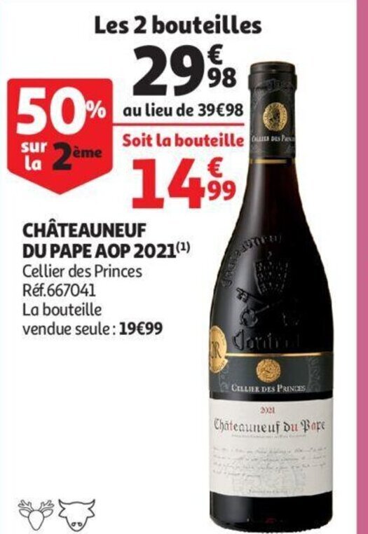 Chateauneuf Du Pape AOP 2021 Cellier Des Princes promotie bij Auchan