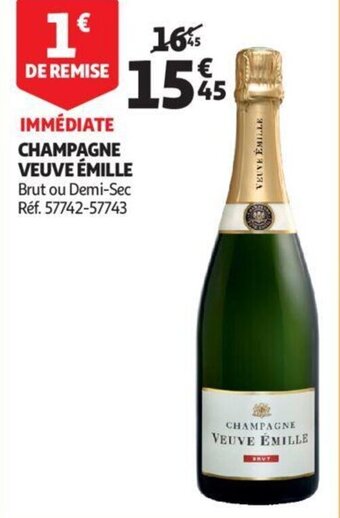 Auchan Champagne Veuve Emille Brut ou Demi-Sec aanbieding