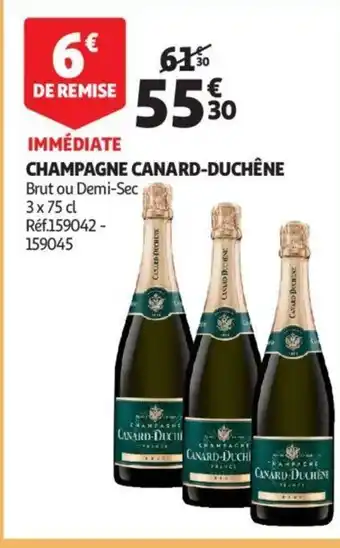 Auchan Champagne Canard-Duchene Brut ou Demi-Sec 3 x 75cl aanbieding