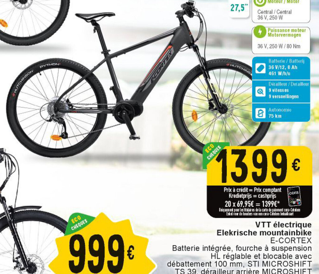 Cora E-Cortex VTT Electrique Elektrische Mountainbike aanbieding