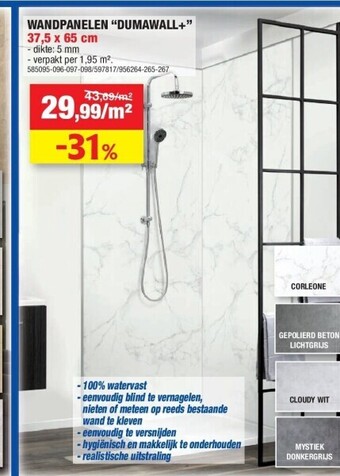 Hubo Wandpanelen “dumawall+” 37,5 x 65 cm aanbieding
