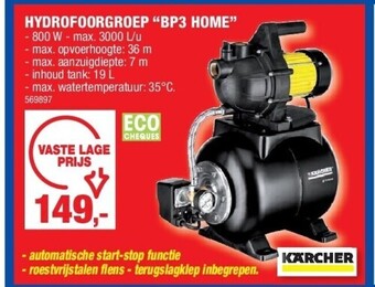 Hubo Hydrofoorgroep “bp3 home” aanbieding
