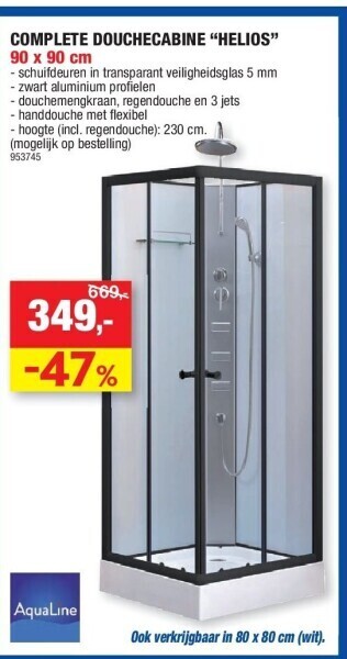 Hubo Complete douchecabine “helios” 90 x 90 cm aanbieding
