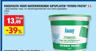 Hubo Voegpasta voor waterwerende gipsplaten “hydro pasta” 3 l aanbieding