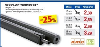Buisisolatie “climatube zip” 15 mm