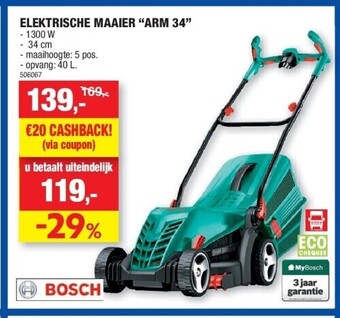 Hubo Elektrische maaier “arm 34” aanbieding