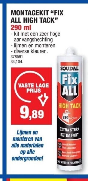 Hubo Montagekit “fix all high tack” 290 ml aanbieding