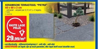 Hubo Keramische terrastegel “pietra” 60 x 60 x 2 cm aanbieding