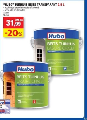 Hubo “hubo” tuinhuis beits transparant 2,5 l aanbieding