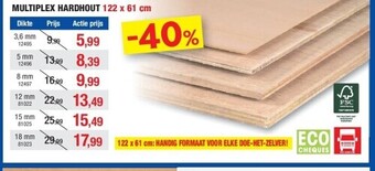 Hubo Multiplex hardhout 122 x 61 cm aanbieding