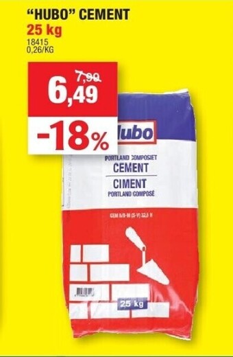 Hubo “hubo” cement 25 kg aanbieding